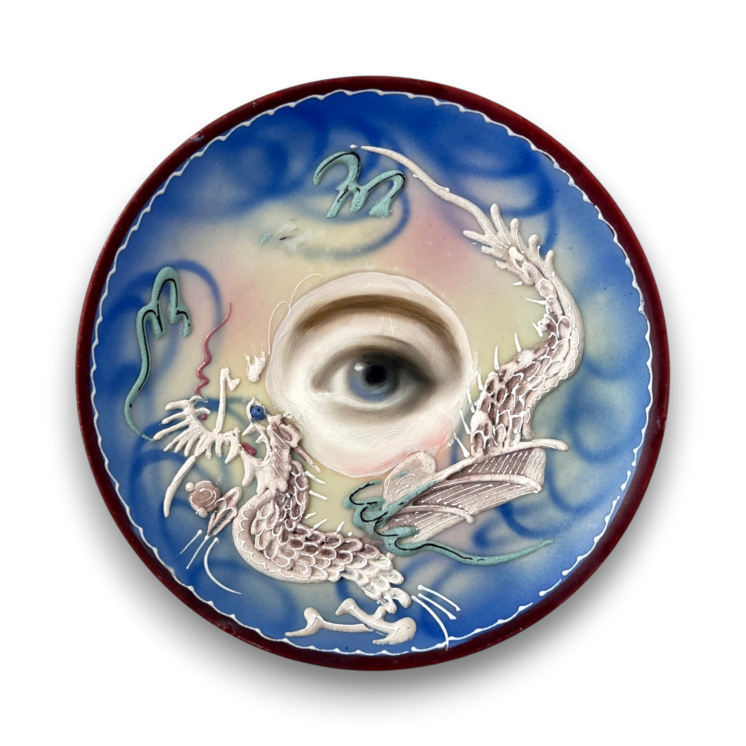 No. 3806 Lover’s Eye Painting on Blue Dragonware Plate (Susannah Carson)