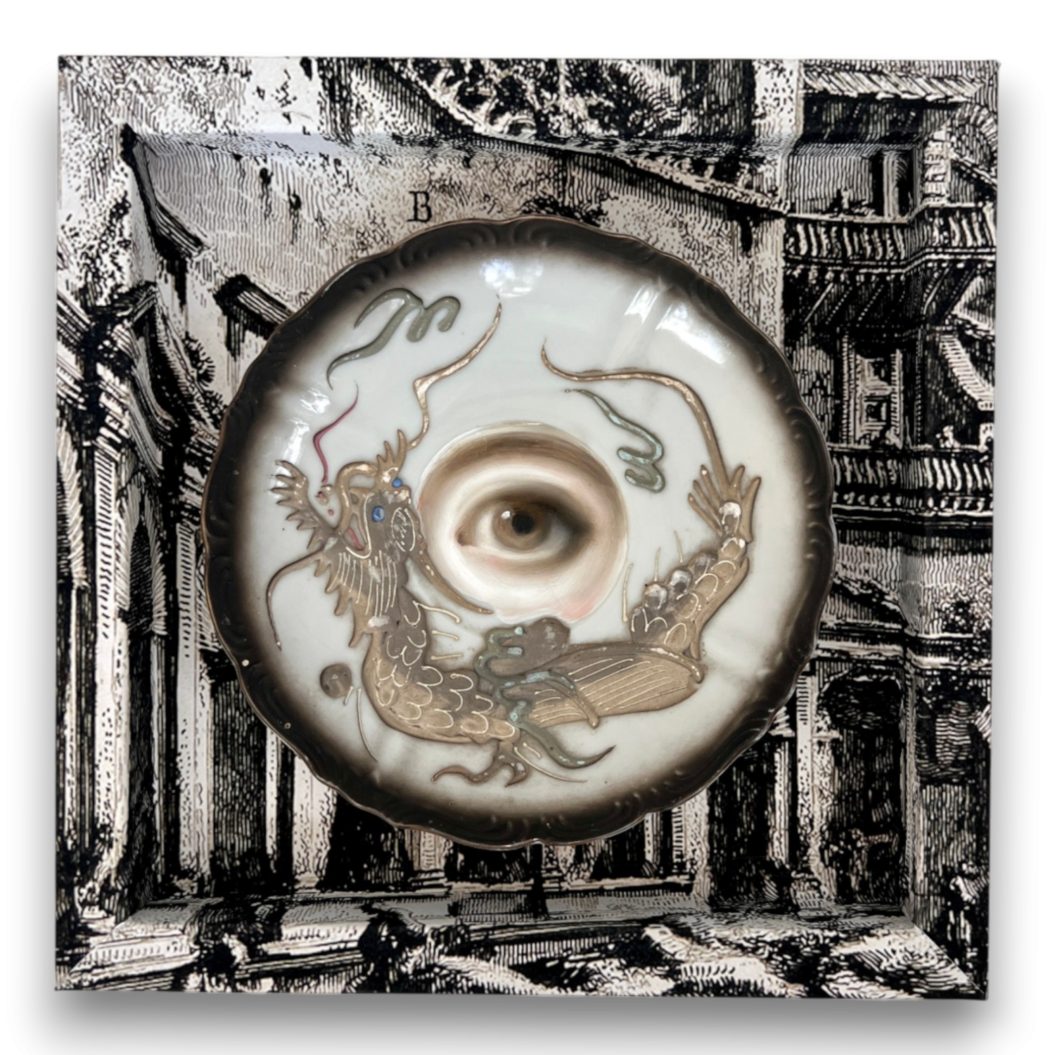 No. 3797 Lover’s Eye Painting on a Dragonware Plate (Susannah Carson)