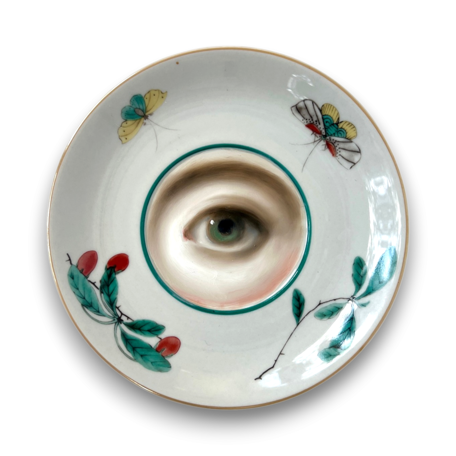 No. 3807 Lover’s Eye Painting on a Mottahedeh Chinoiserie Plate (Susannah Carson)
